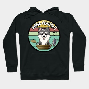 Funny husky Dog has gone fishing Hoodie